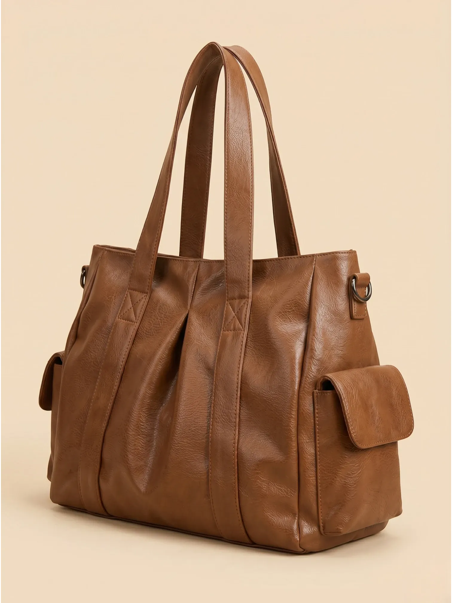 Sac de Cours Minimaliste en Cuir Vegan Camel