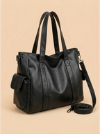 Sac de Cours Minimaliste en Cuir Vegan Noir