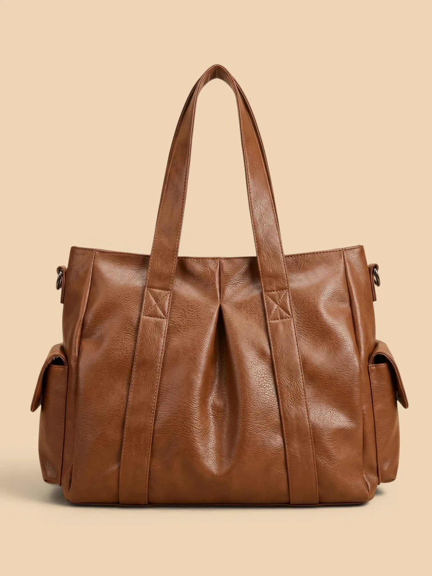 Sac de Cours Minimaliste en Cuir Vegan Camel