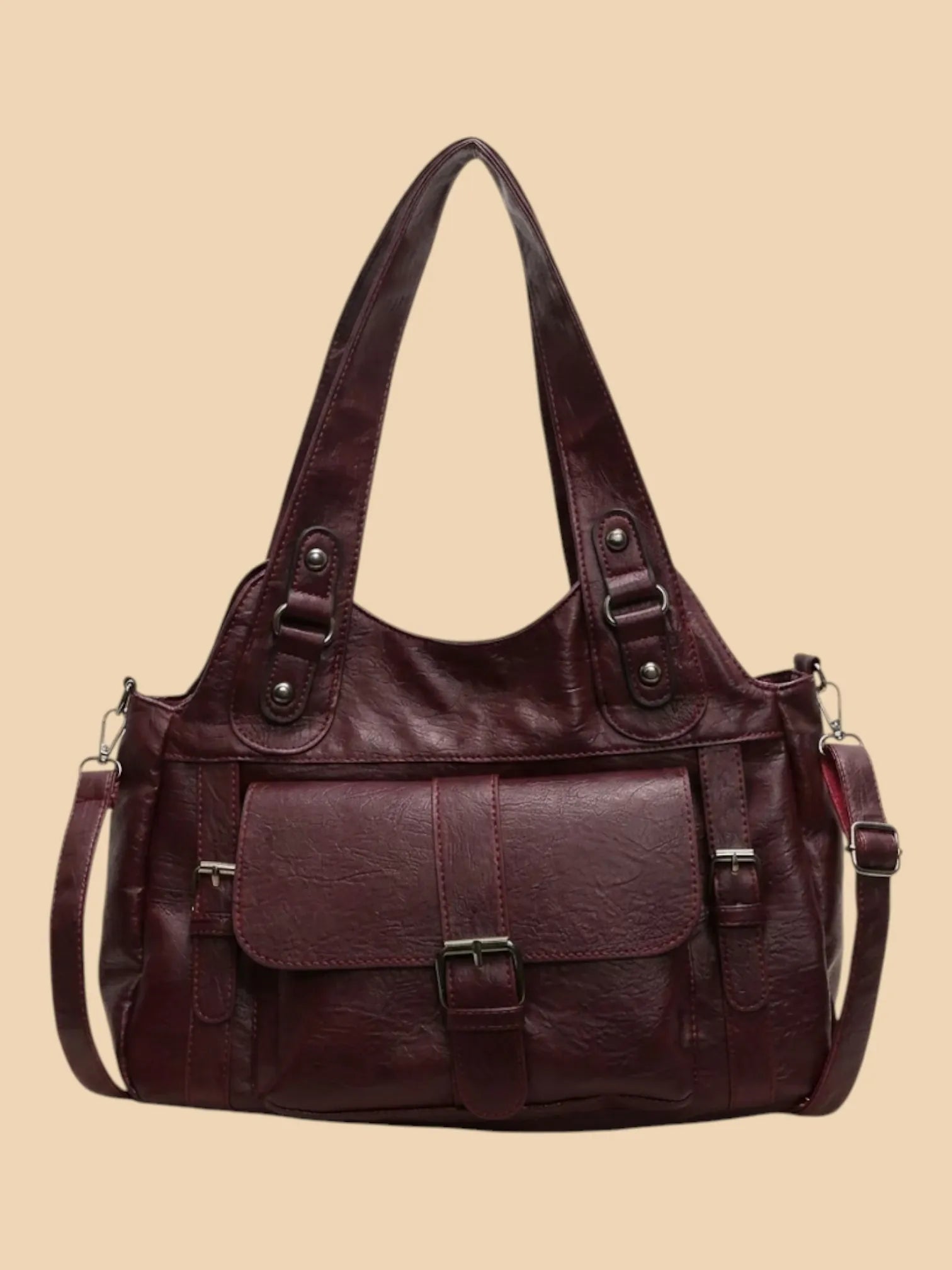 Sac de Cours Porté Épaule Rétro Acajou