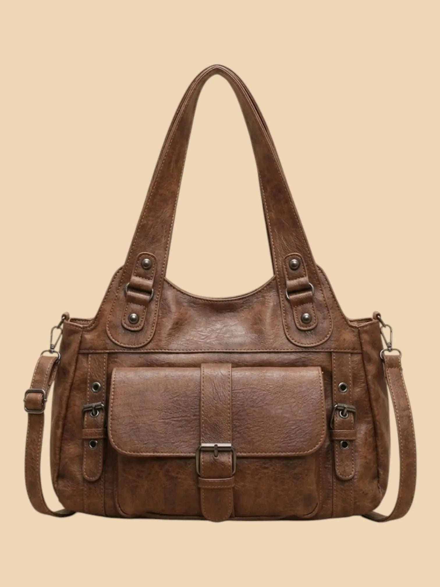 Sac de Cours Porté Épaule Rétro Marron