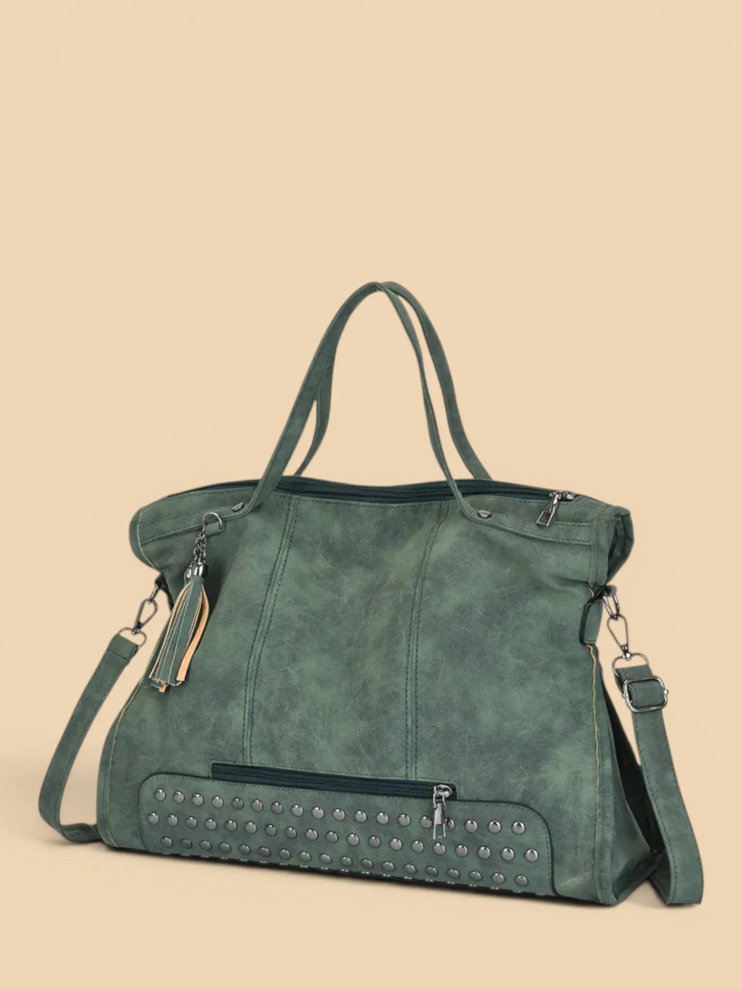 Sac de Cours Porté Épaule Style Rock Vert