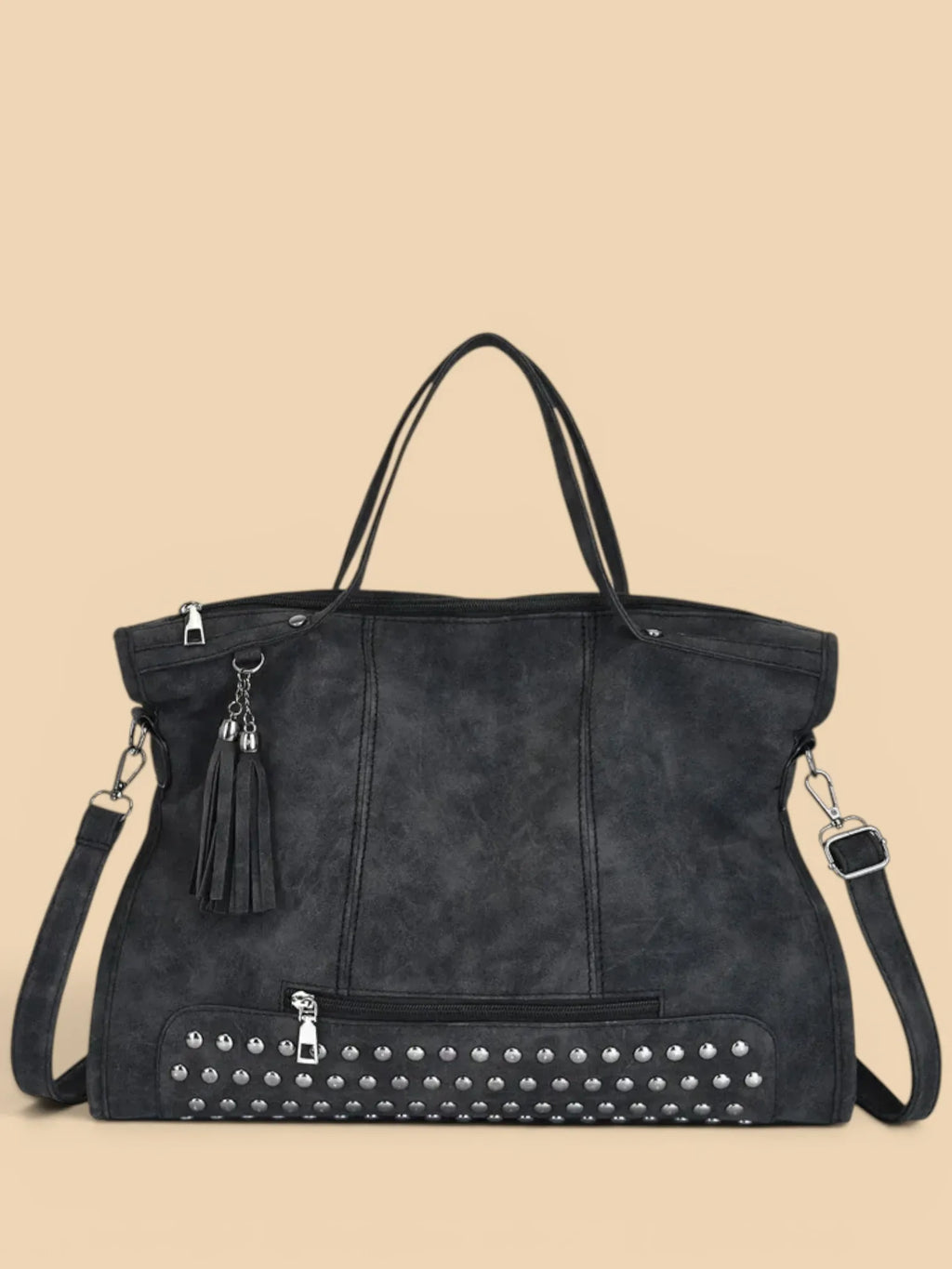 Sac de Cours Porté Épaule Style Rock Noir