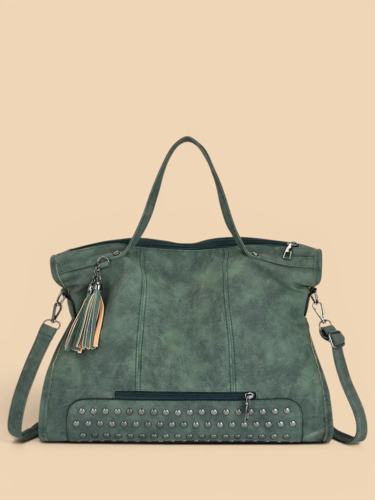 Sac de Cours Porté Épaule Style Rock Vert