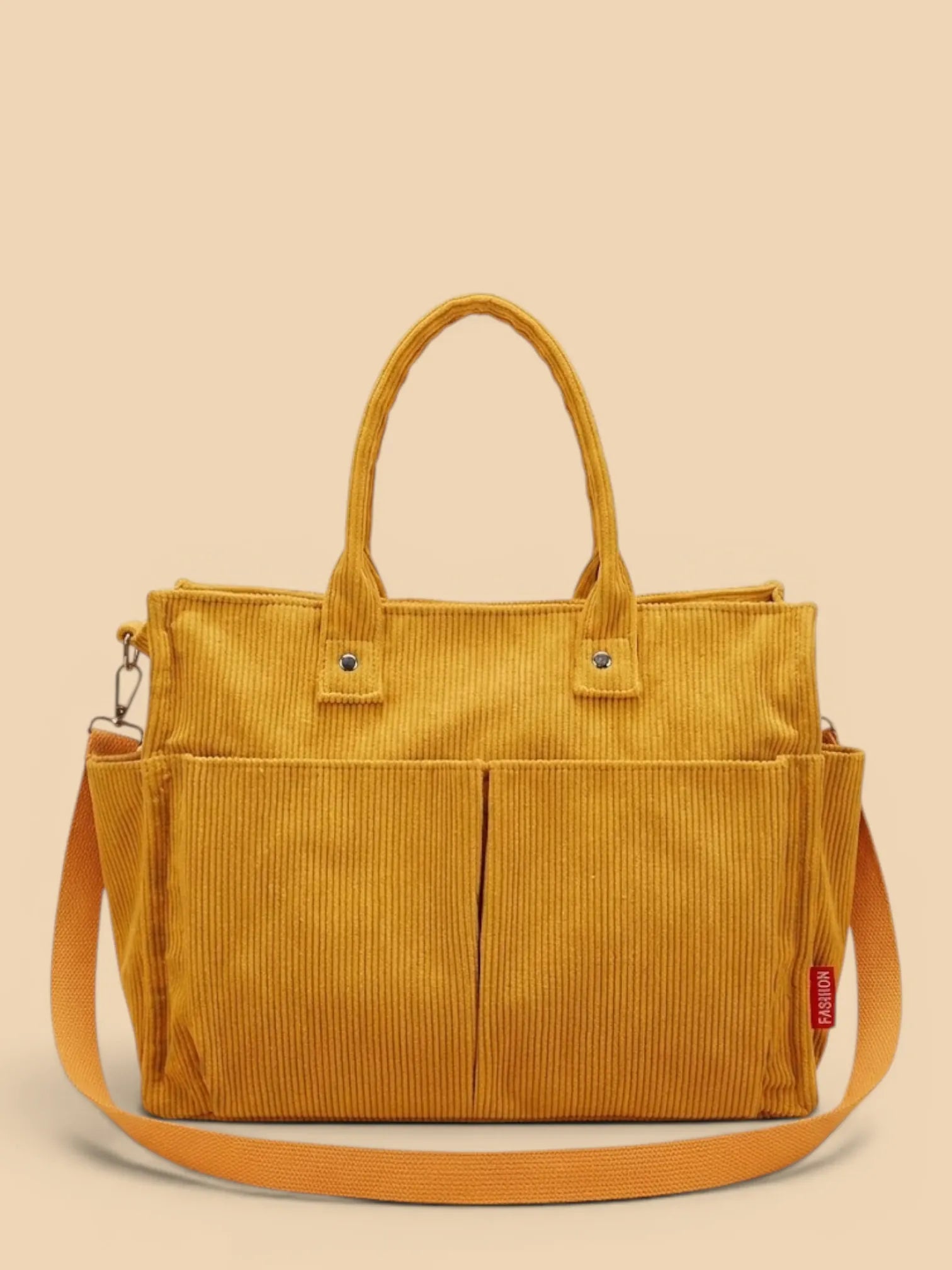 Sac de Cours Rectangulaire en Velours Jaune