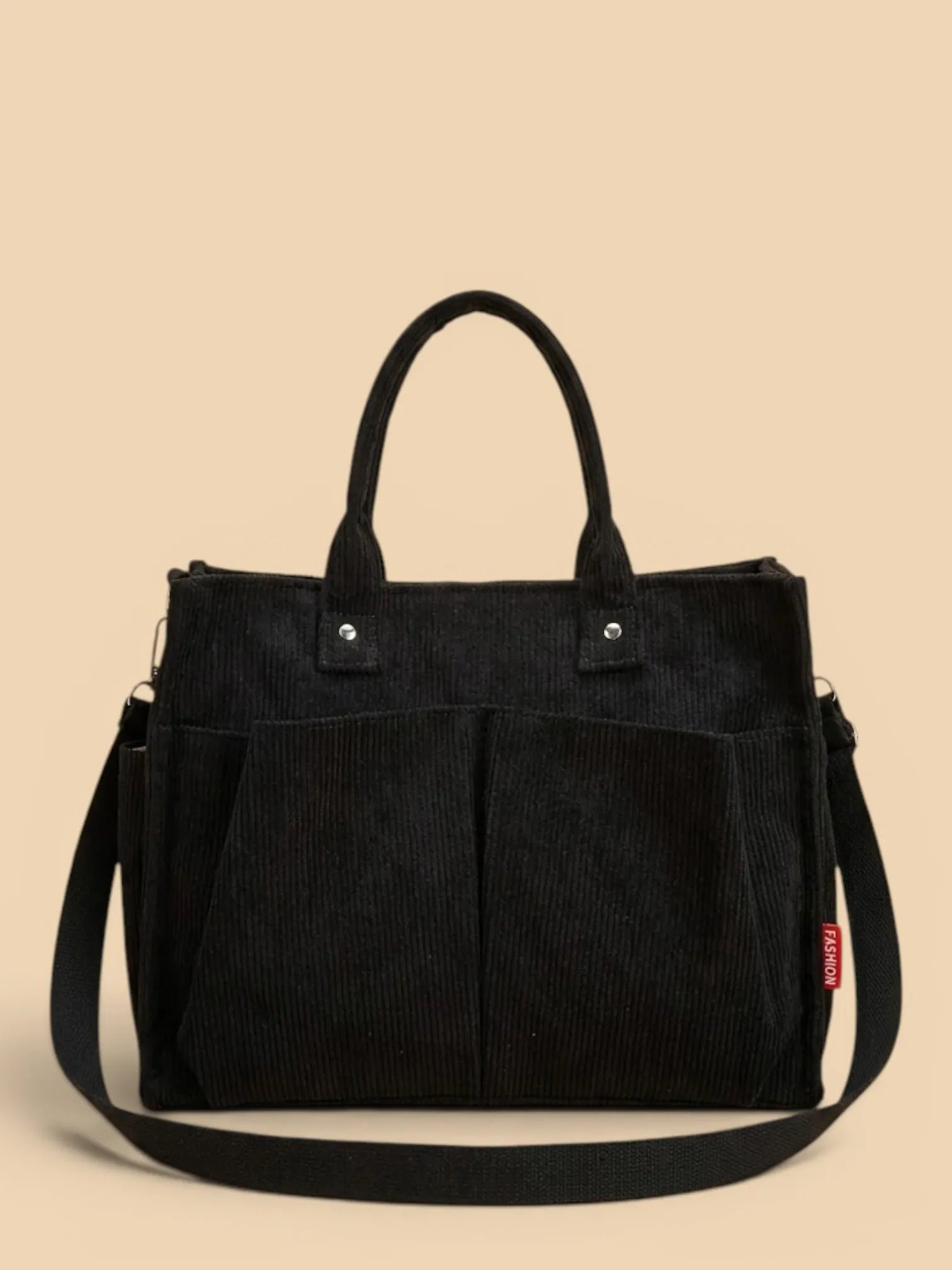 Sac de Cours Rectangulaire en Velours Noir
