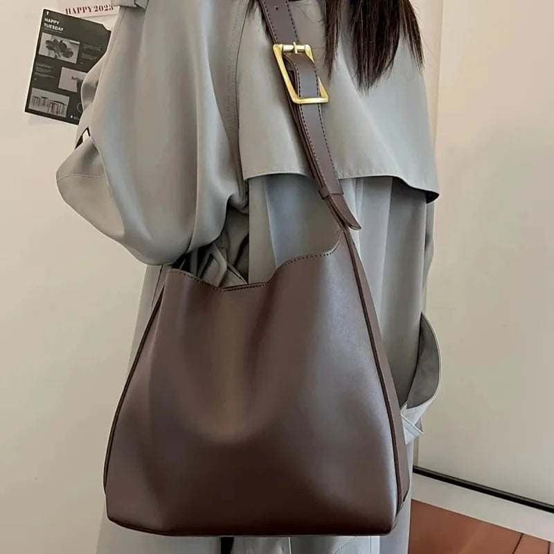 Sac de Cours Simili Cuir Café