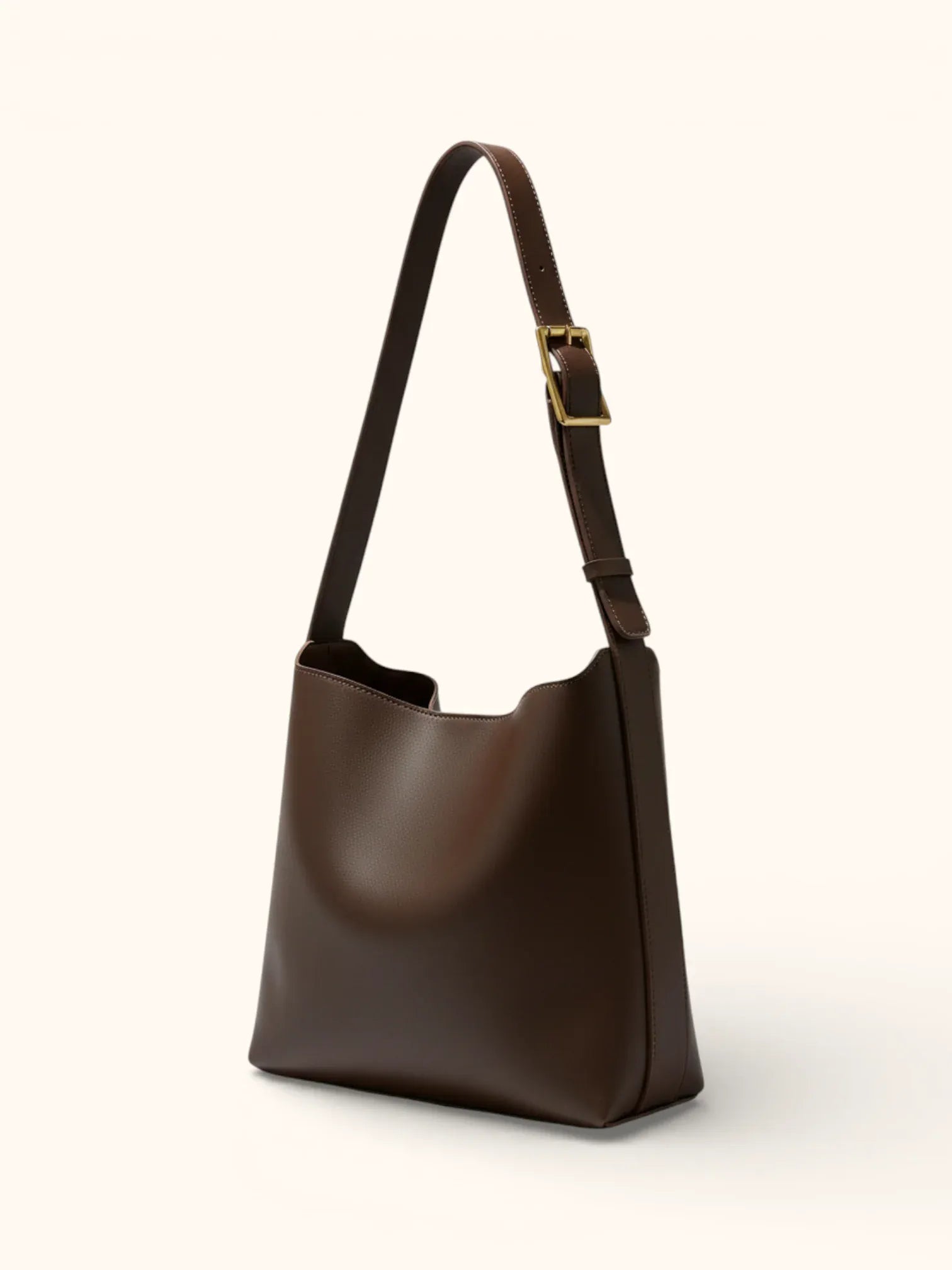 Sac de Cours Simili Cuir et sa pochette Café