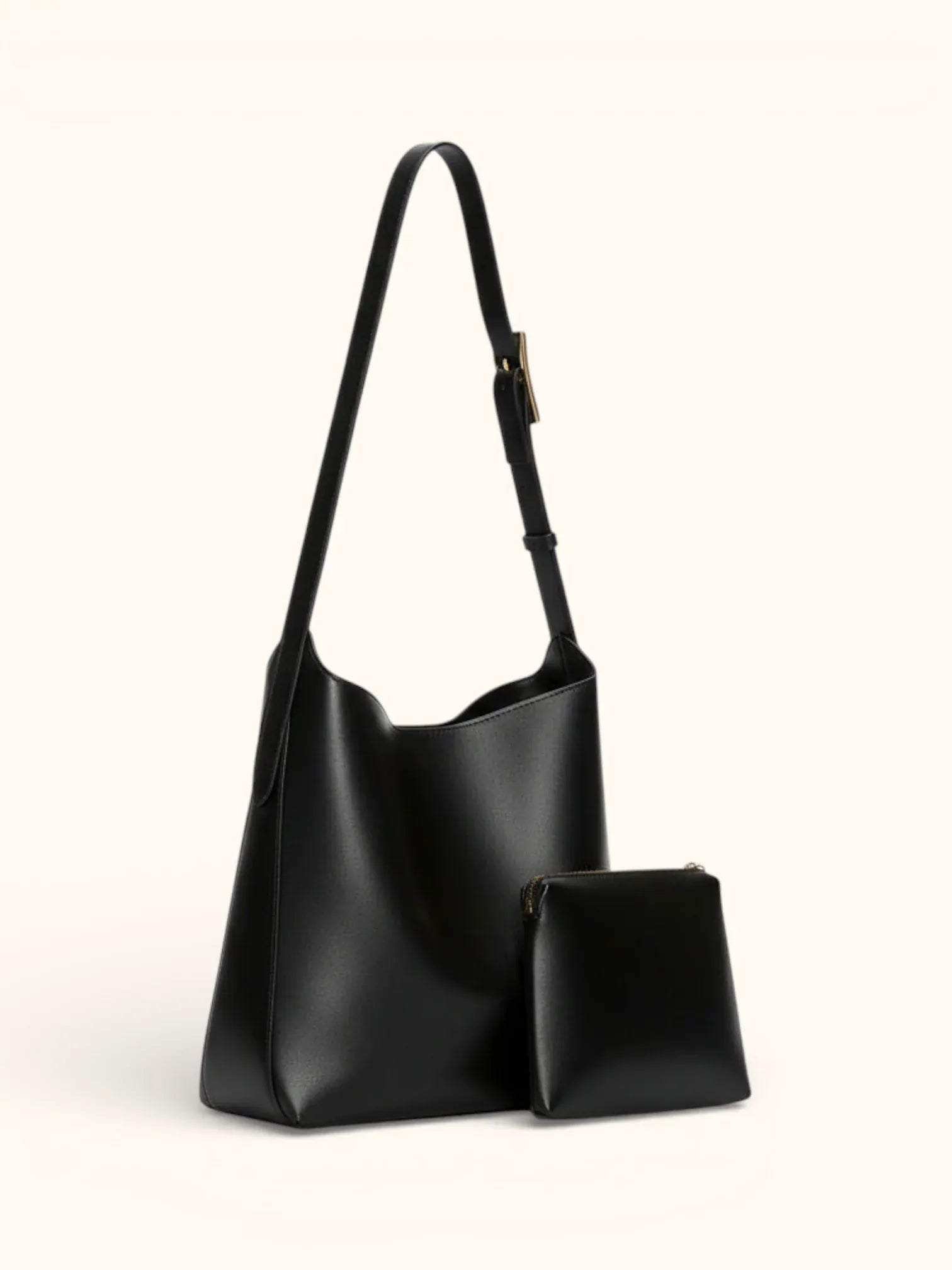 Sac de Cours Simili Cuir et sa pochette Noir