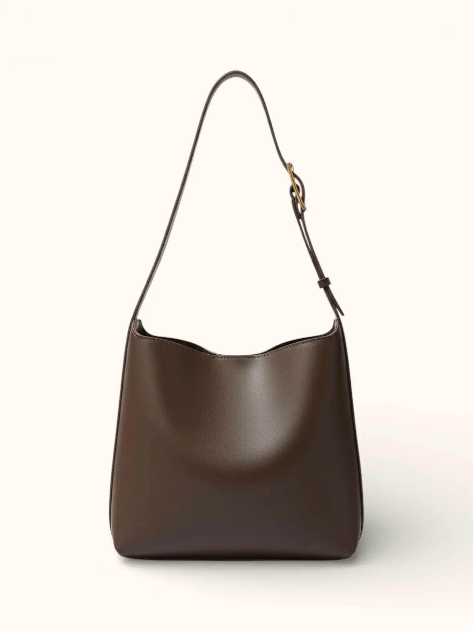 Sac de Cours Simili Cuir et sa pochette Café