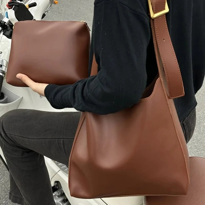 Sac de Cours Simili Cuir Marron