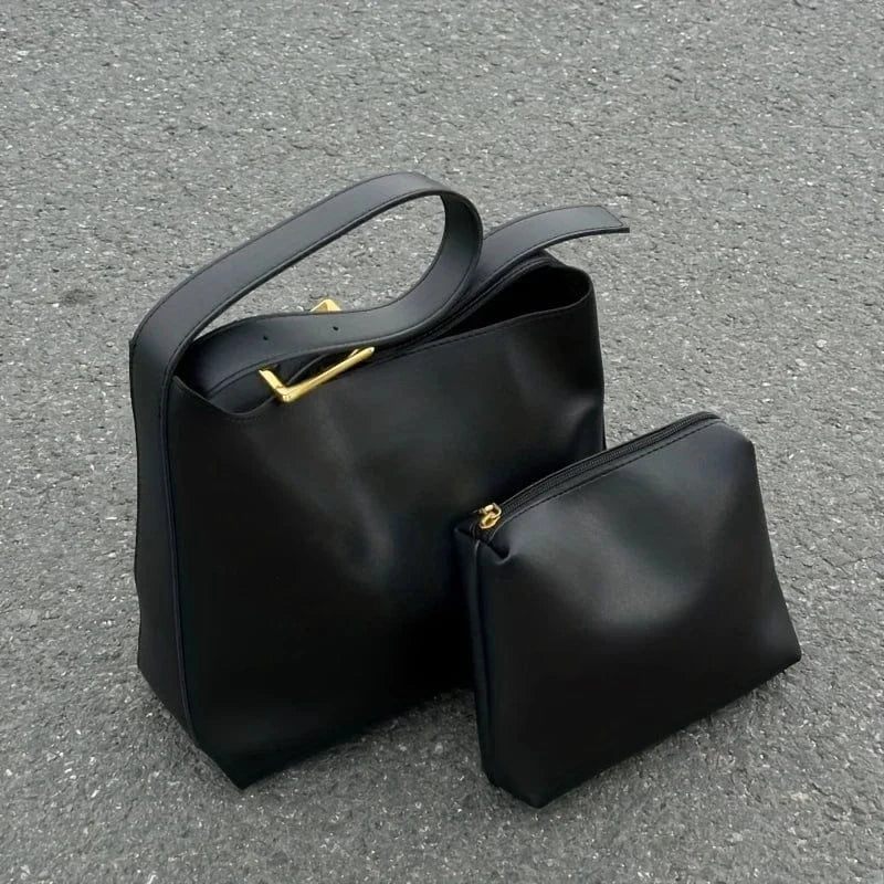 Sac de Cours Simili Cuir Noir
