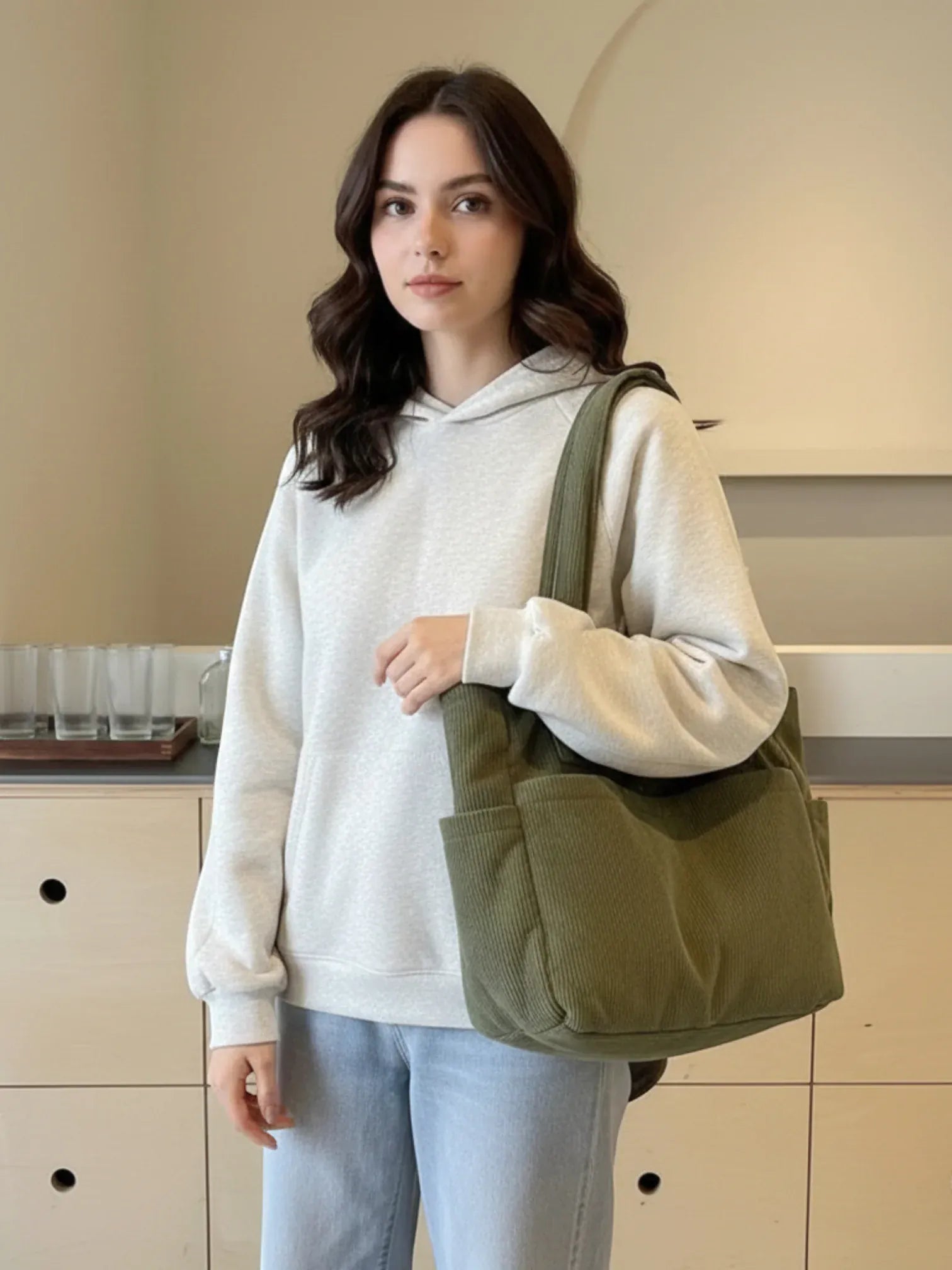 Sac de Cours Souple en Velours Vert
