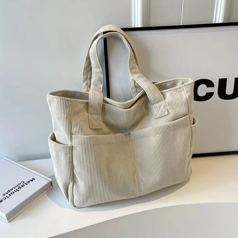 Sac de Cours Souple en Velours Blanc