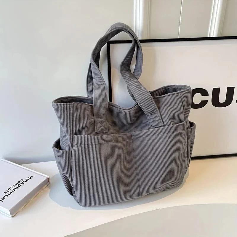 Sac de Cours Souple en Velours Gris
