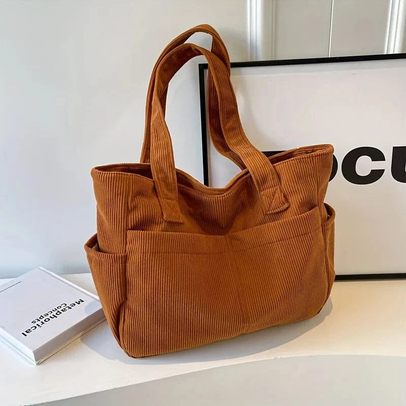 Sac de Cours Souple en Velours Marron