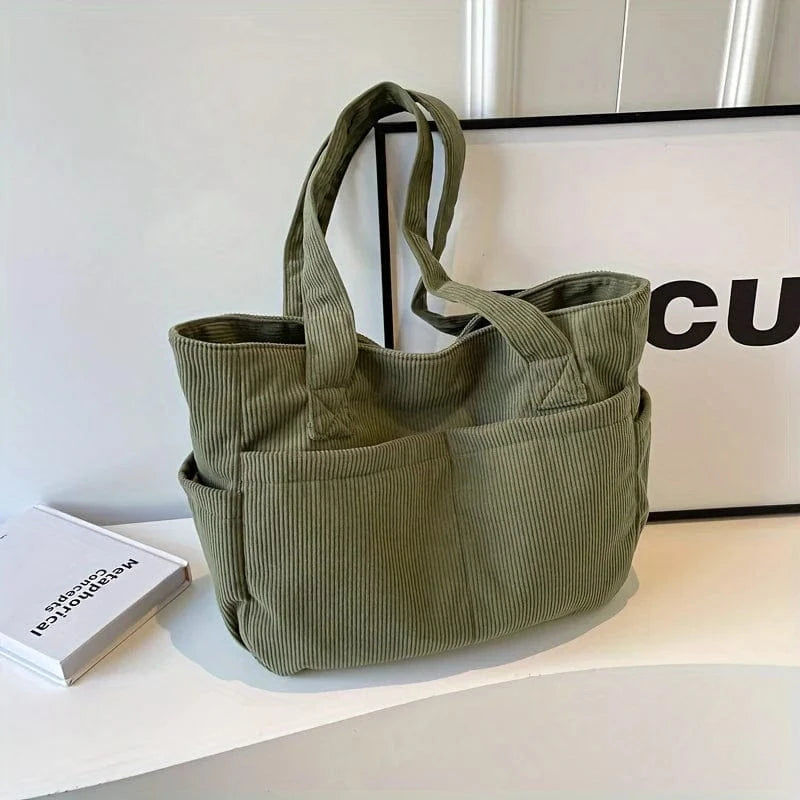 Sac de Cours Souple en Velours Vert militaire