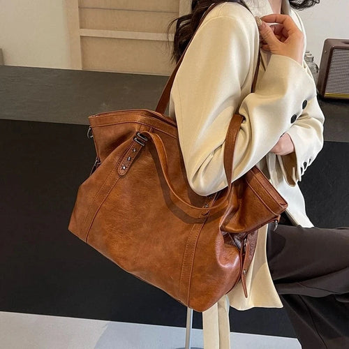 Sac de Cours Vintage en Simili Cuir Marron