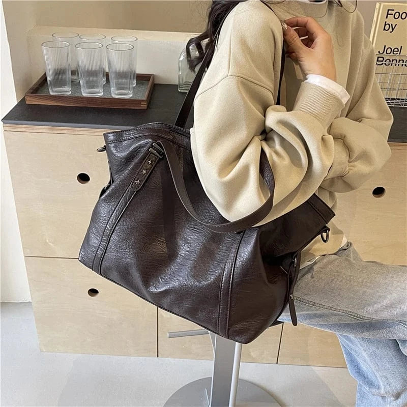 Sac de Cours Vintage en Simili Cuir Marron