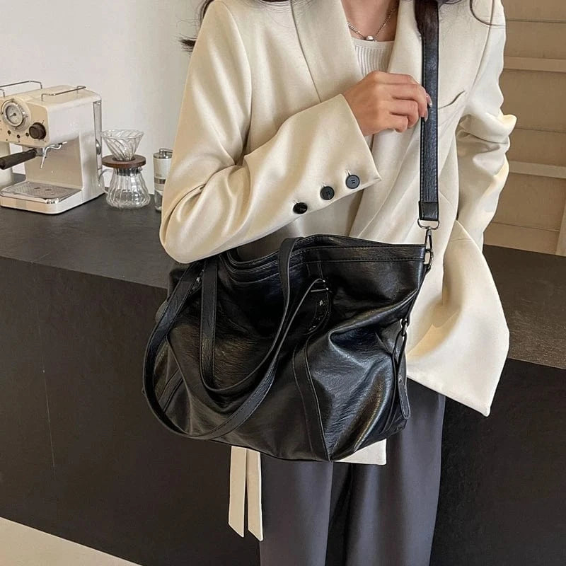 Sac de Cours Vintage en Simili Cuir Marron