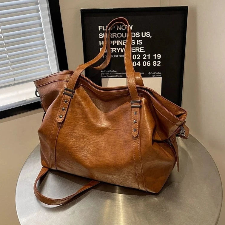 Sac de Cours Vintage en Simili Cuir Marron