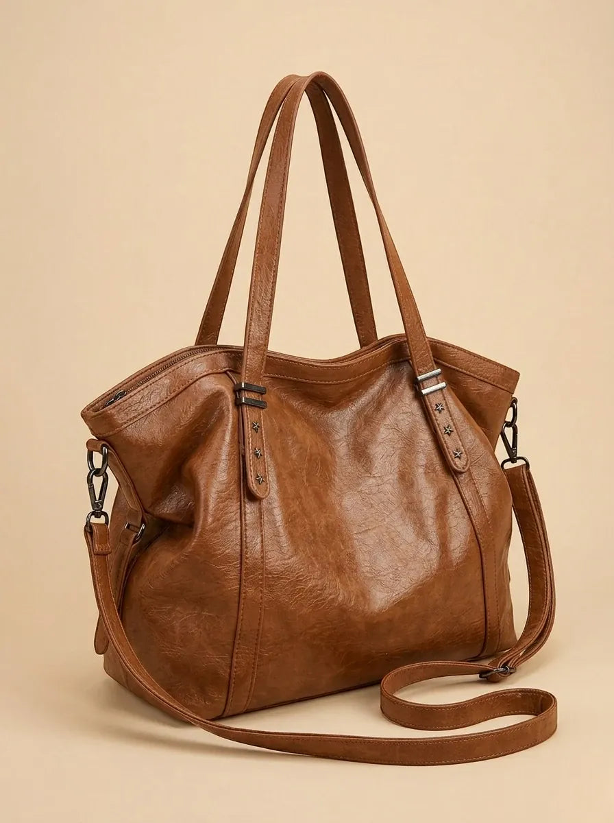 Sac de Cours Vintage en Simili Cuir Marron
