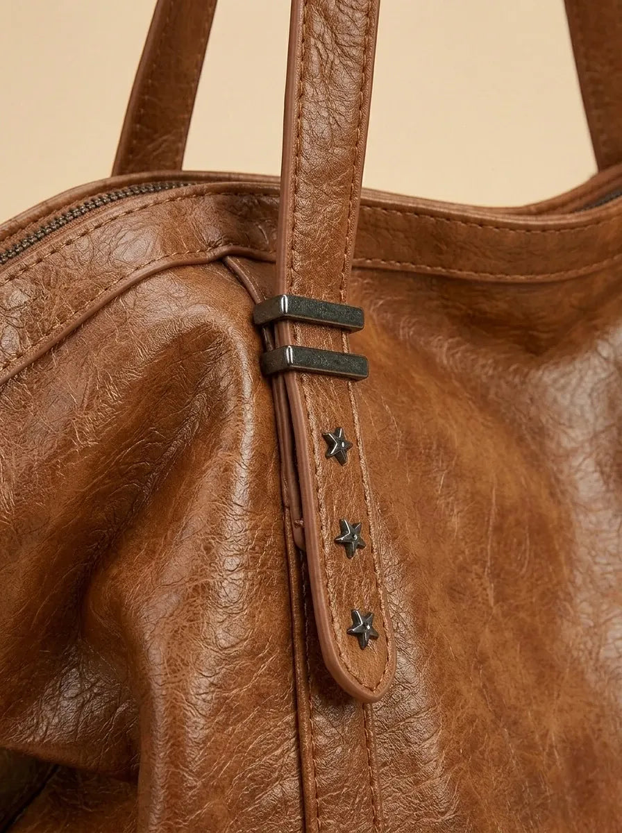 Sac de Cours Vintage en Simili Cuir Marron