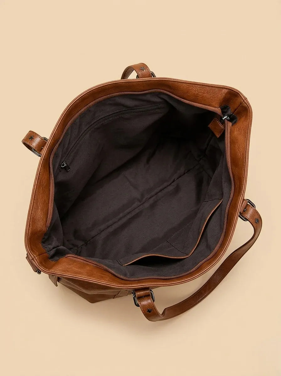 Sac de Cours Vintage en Simili Cuir Marron