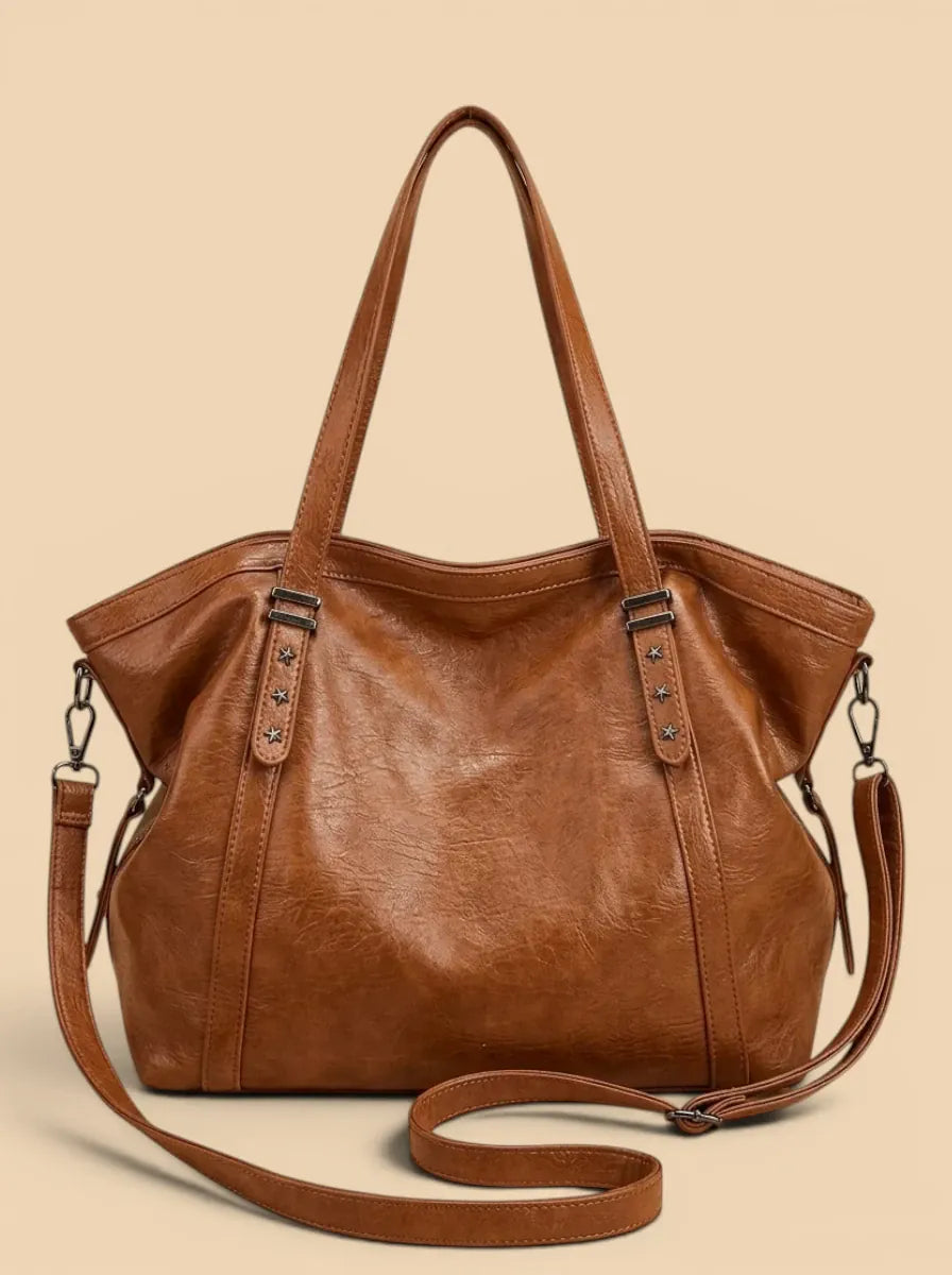Sac de Cours Vintage en Simili Cuir Marron Marron