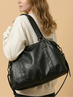 Sac de Cours Vintage Simili Cuir Noir Noir