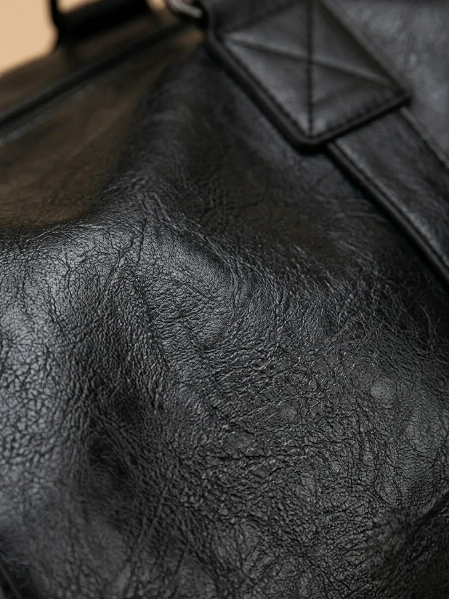 Sac de Cours Vintage Simili Cuir Noir Noir