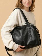 Sac de Cours Vintage Simili Cuir Noir Noir