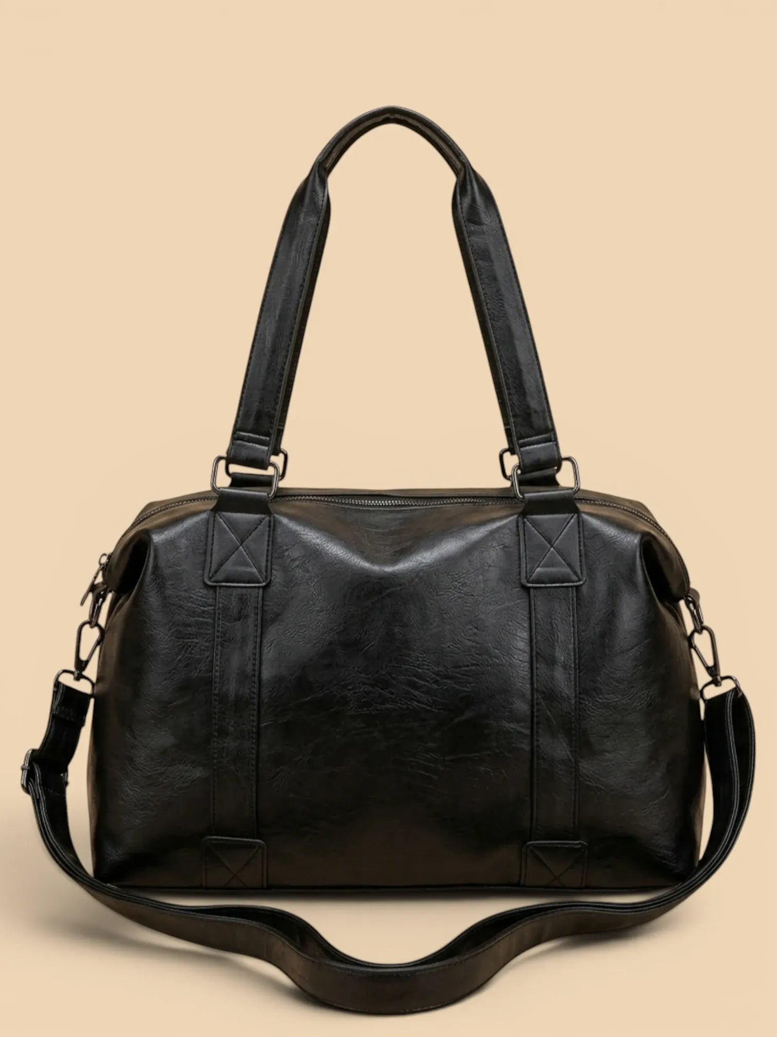 Sac de Cours Vintage Simili Cuir Noir Noir