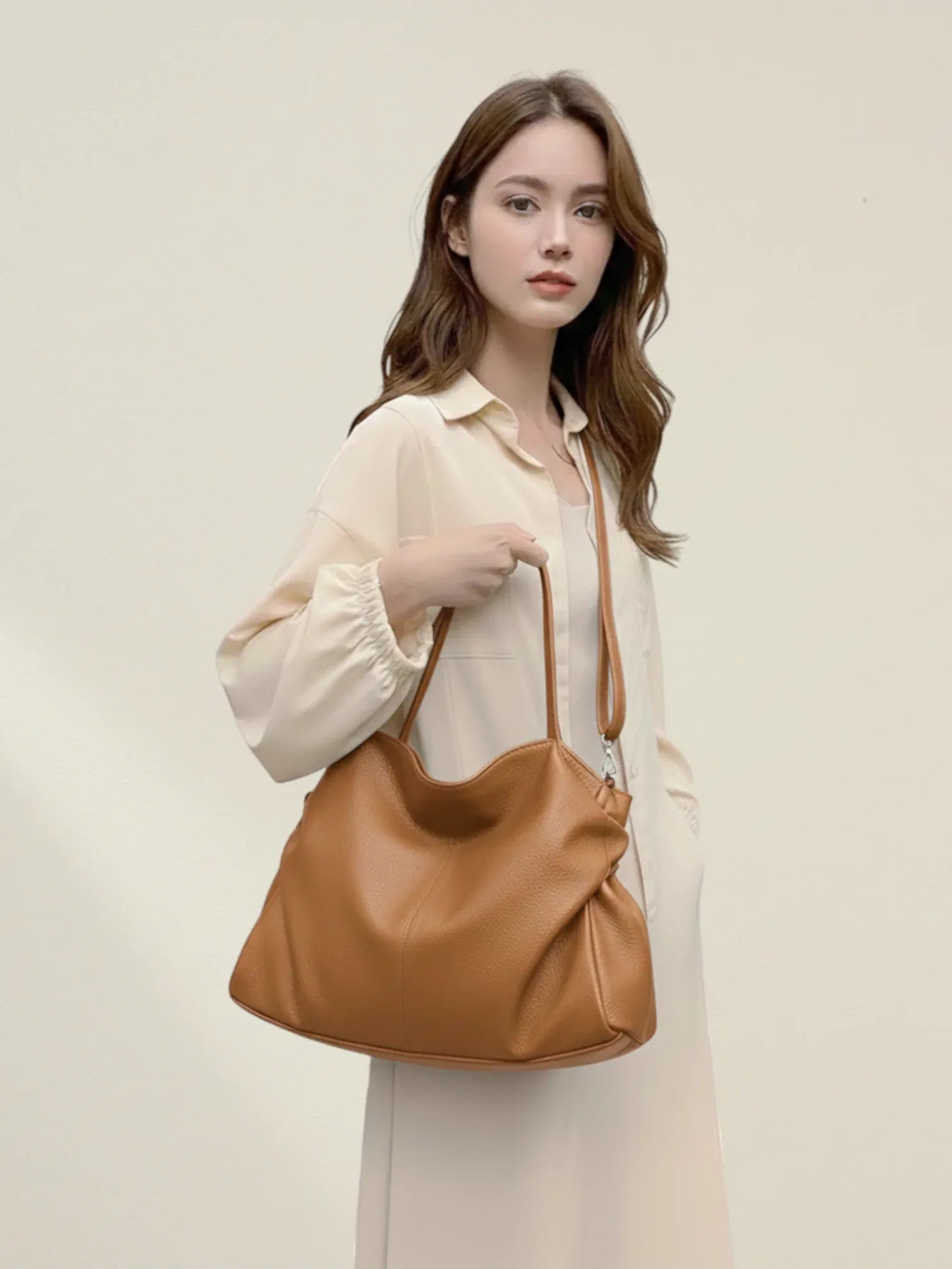 Sac de Cuir Vegan Souple Khaki