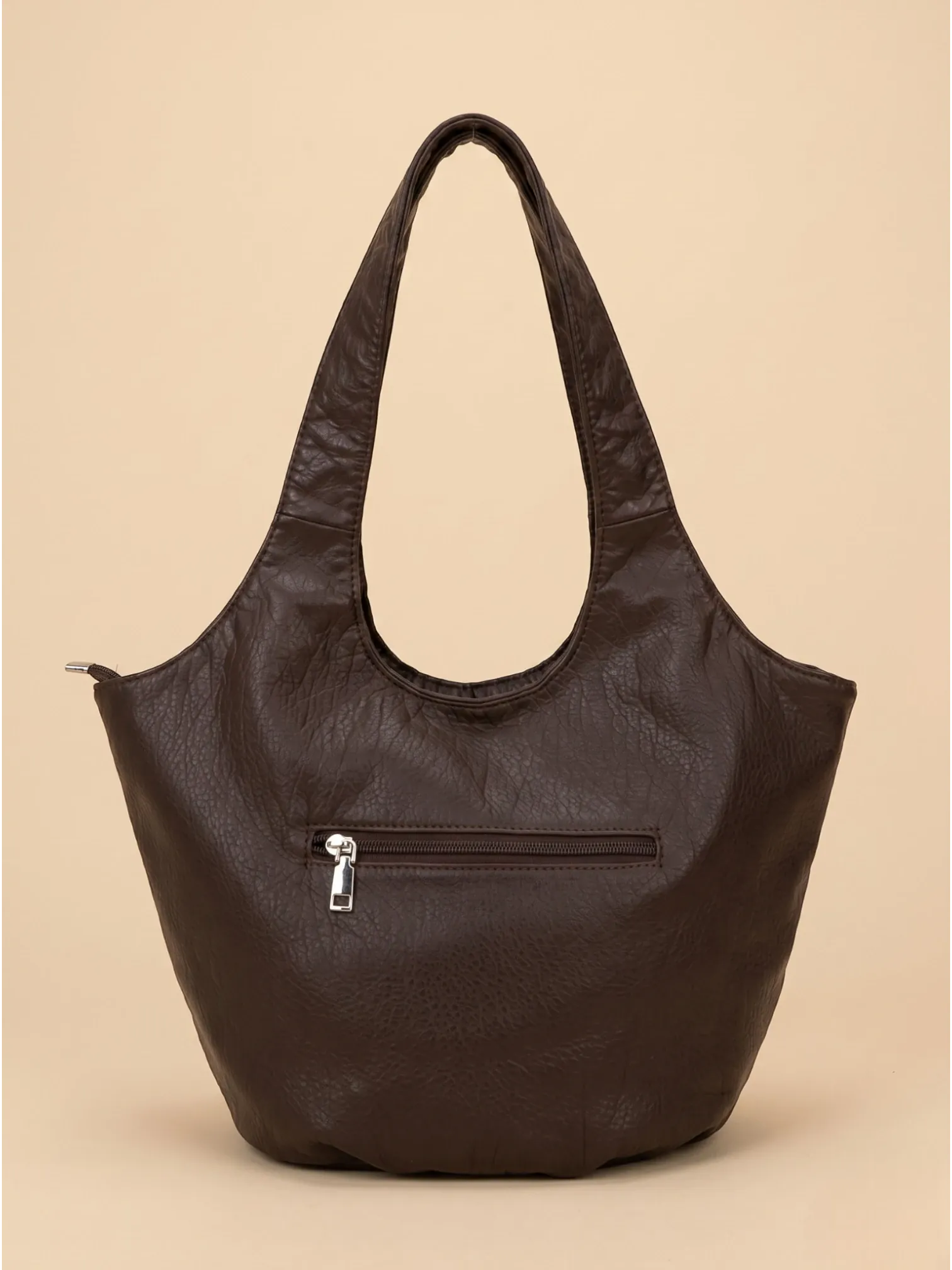 Sac Épaule Vintage Multi-Zippe Café