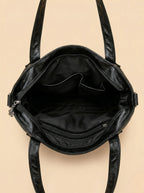 Sac Épaule Y2K Large en Cuir Vegan Noir