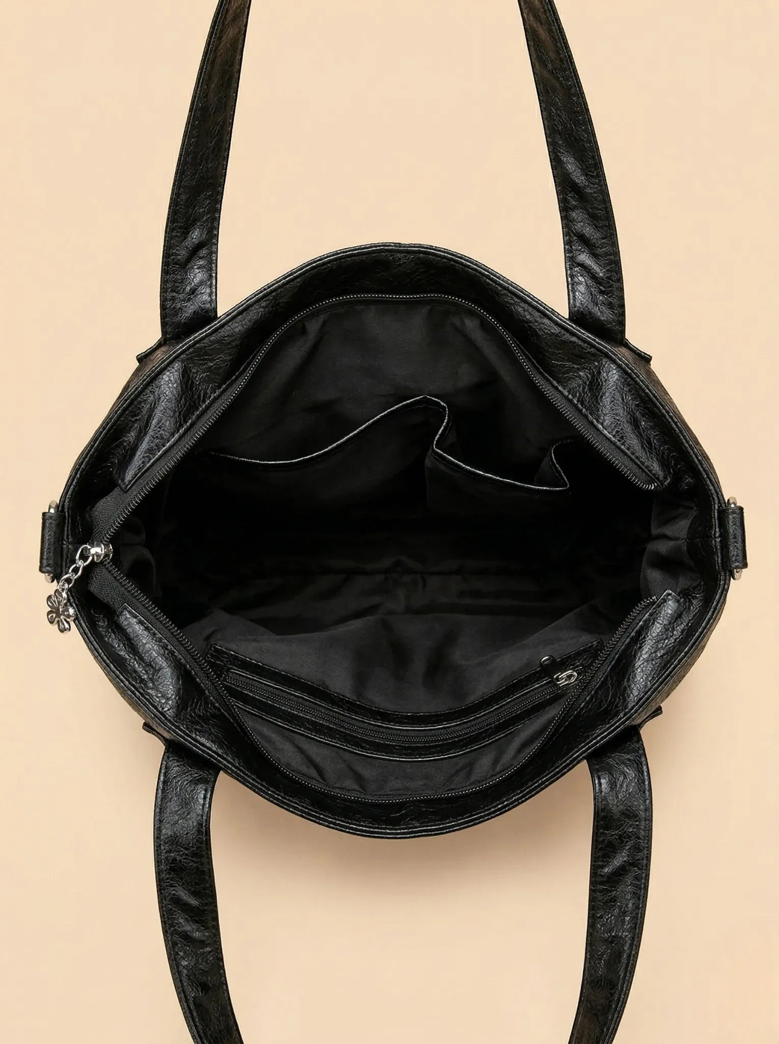 Sac Épaule Y2K Large en Cuir Vegan Noir