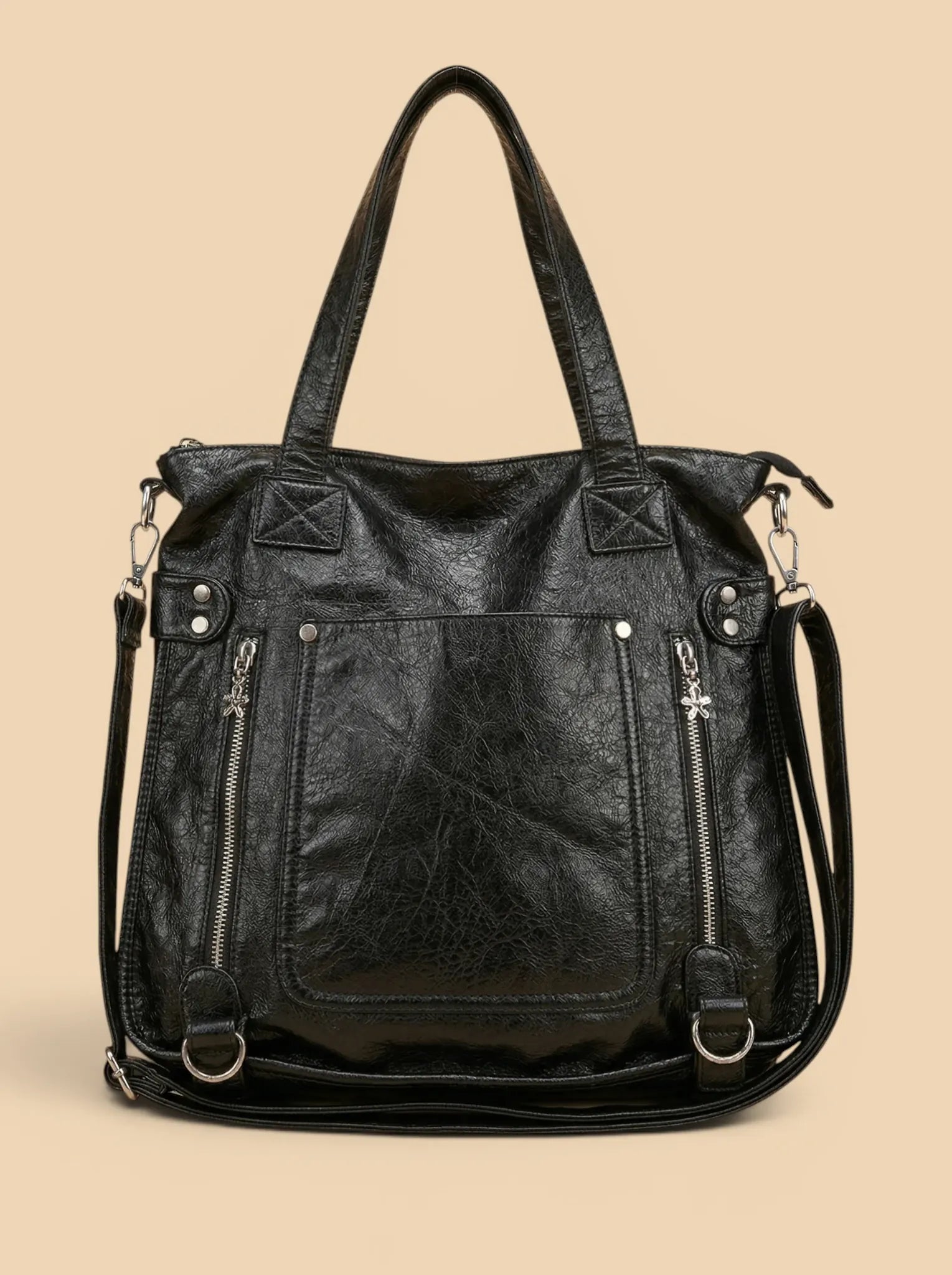 Sac Épaule Y2K Large en Cuir Vegan Noir