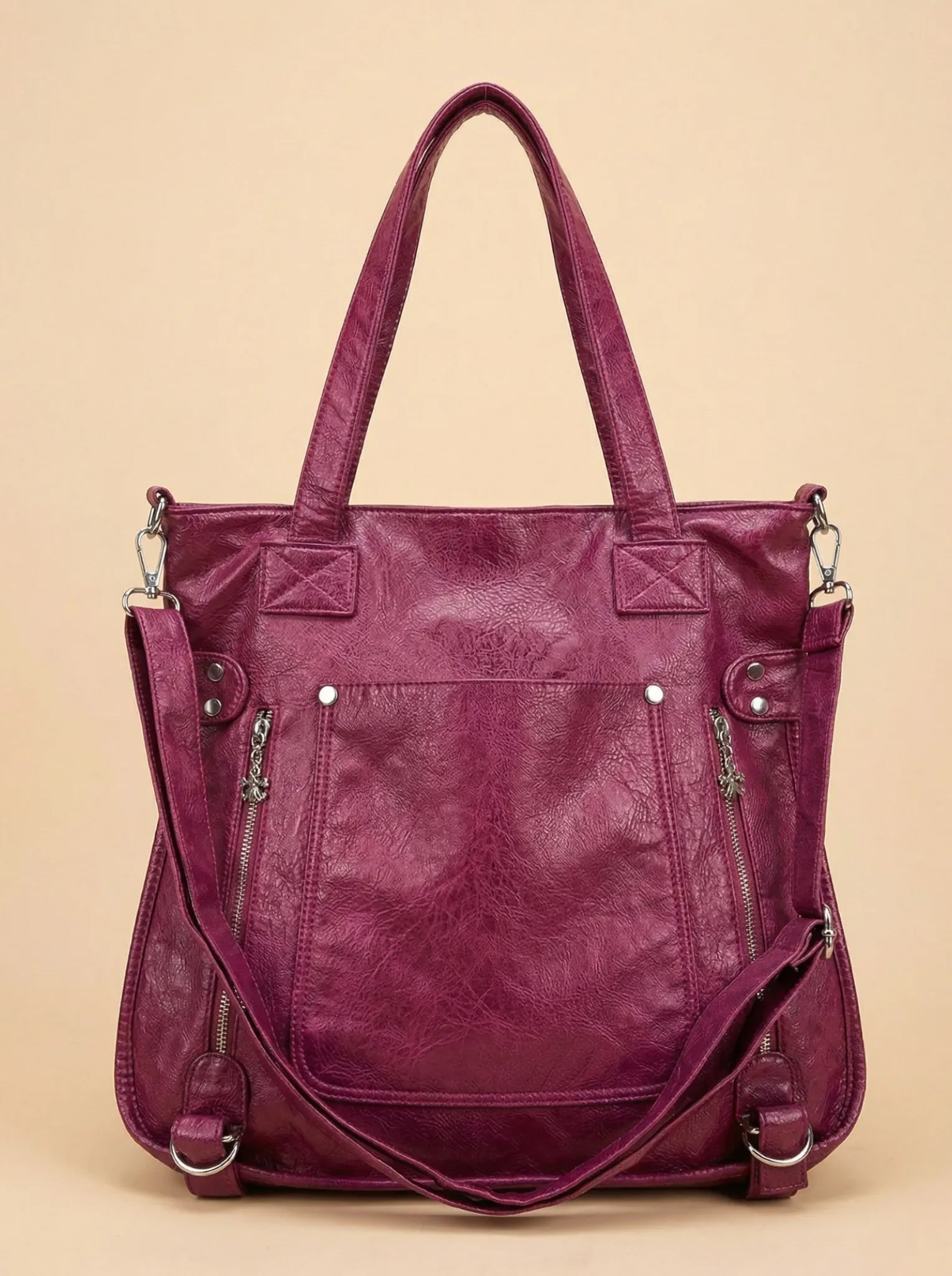 Sac Épaule Y2K Large en Cuir Vegan Violet