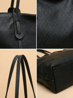 Sac Fourre-Tout Cuir Grainé Bicolore Noir