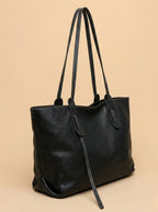 Sac Fourre-Tout Cuir Grainé Bicolore Noir