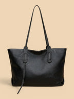 Sac Fourre-Tout Cuir Grainé Bicolore Noir