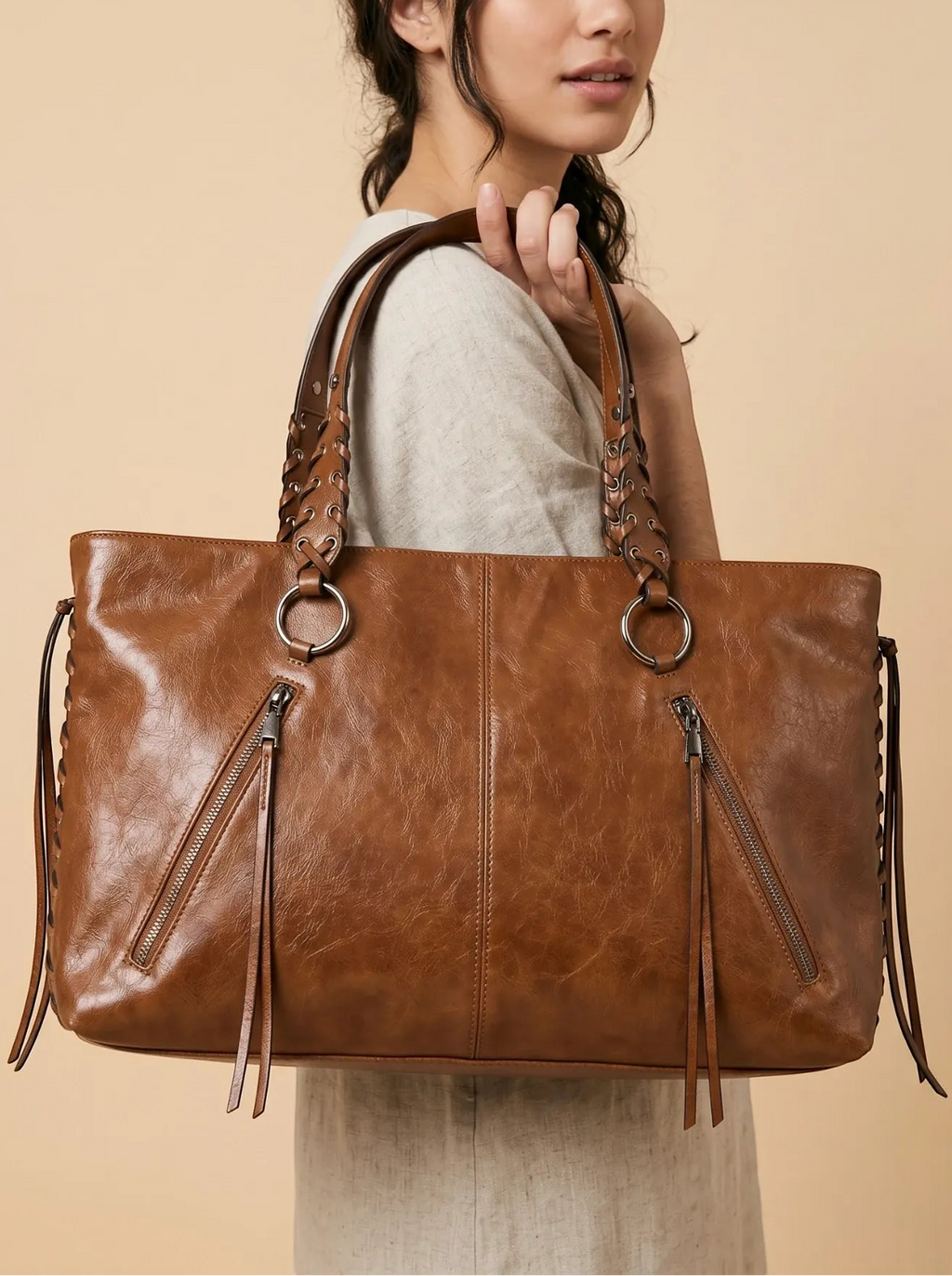 Sac Fourre-Tout Marron Rock Chic Marron