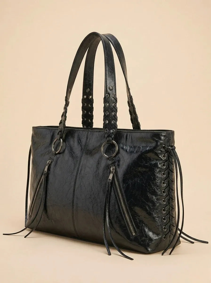 Sac Fourre-Tout Noir Rock Chic Noir