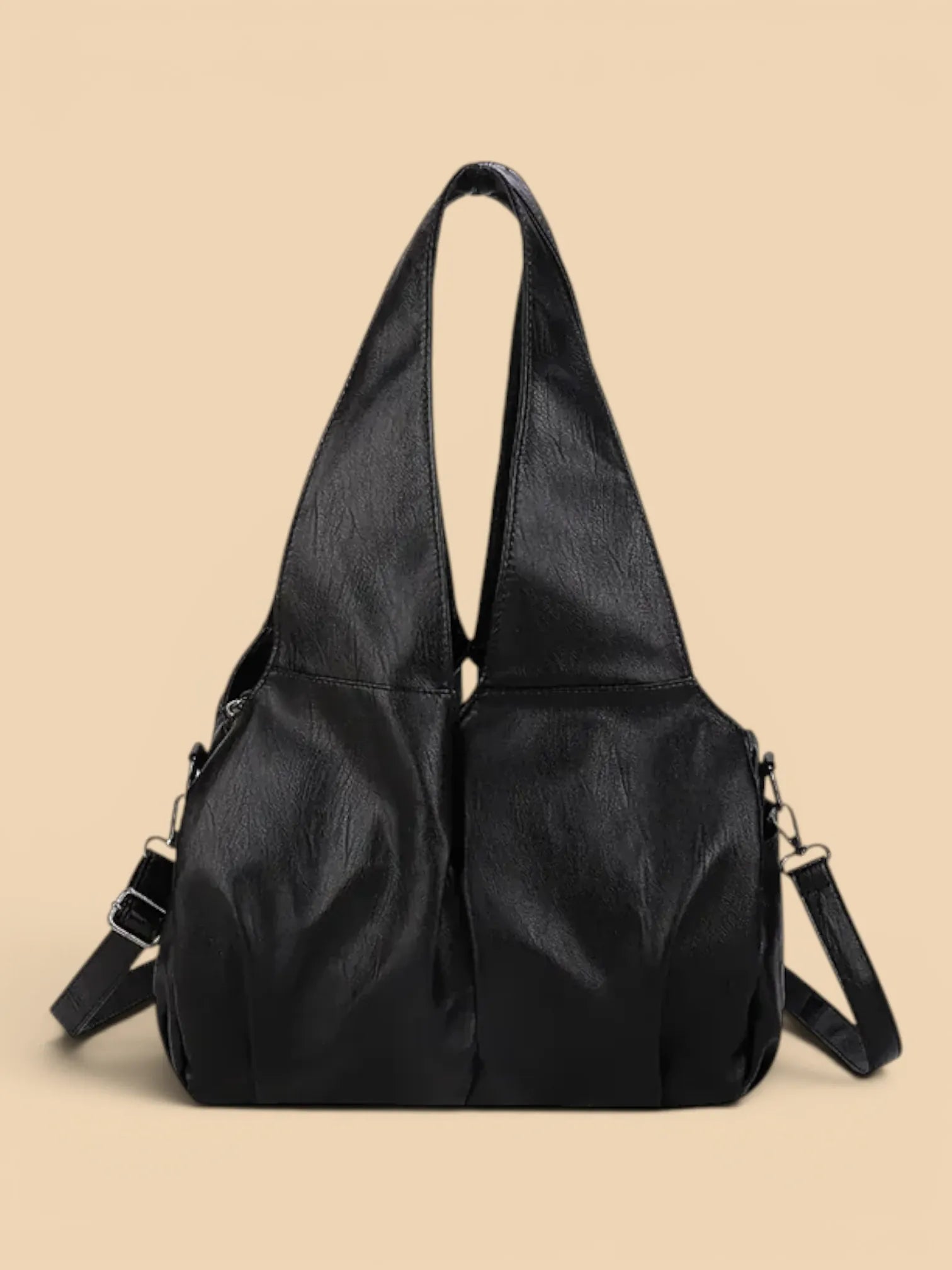 Sac Hobo Cuir Souple Oversize Femme Noir