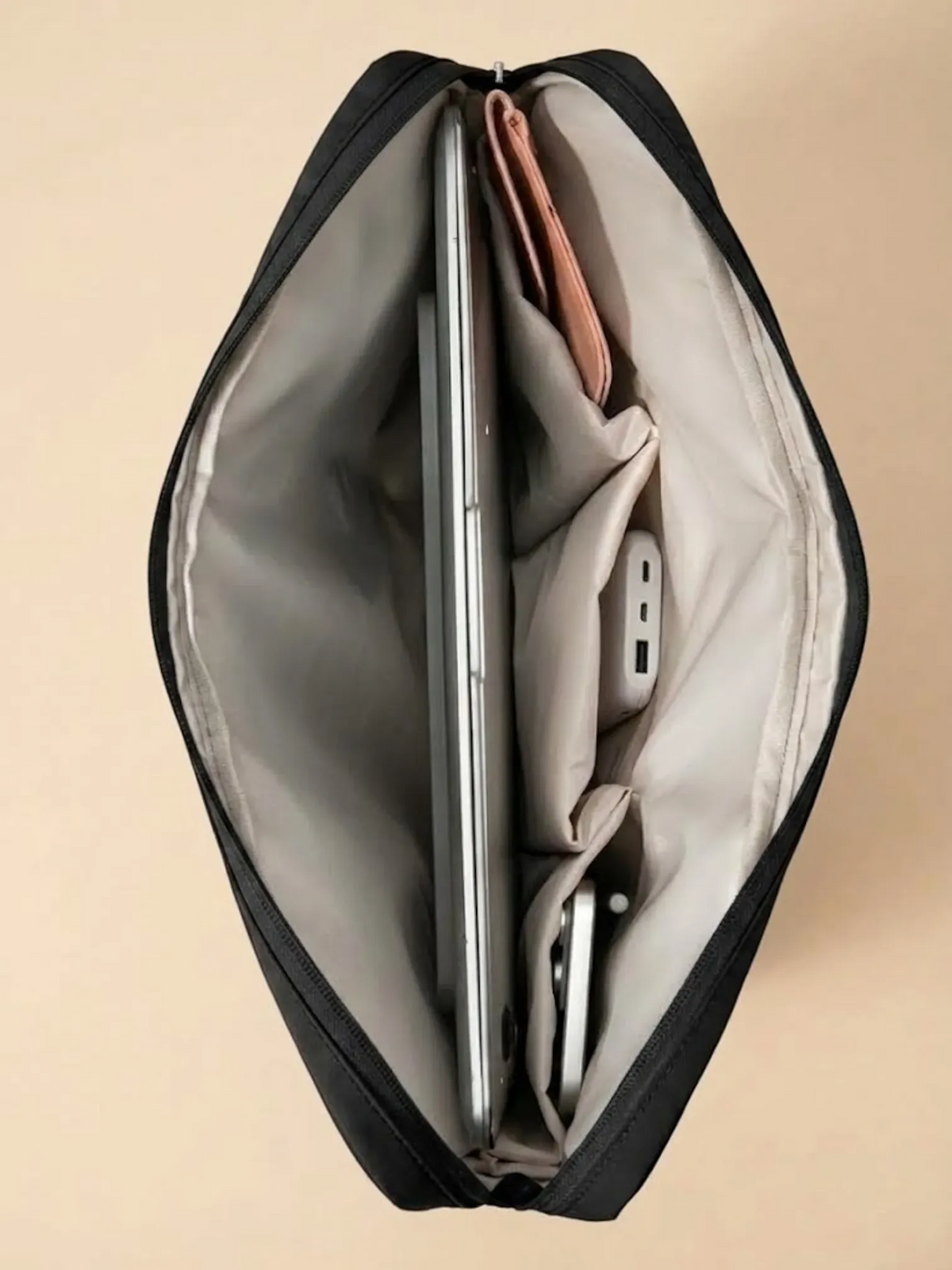 Sac ordinateur femme en nylon matelassé Noir / 15/16 pouces