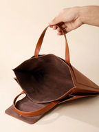 Sac Ordinateur Fin en Similicuir Camel