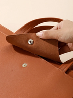 Sac Ordinateur Fin en Similicuir Camel