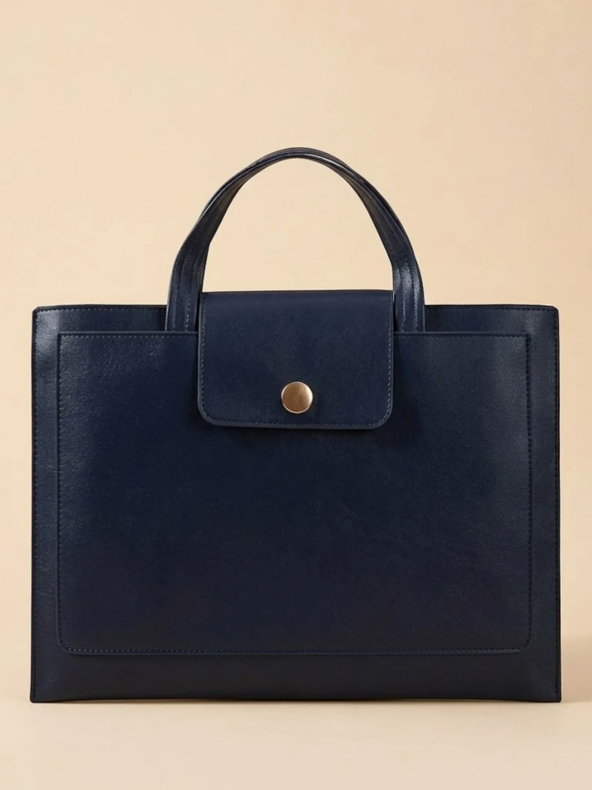 Sac Ordinateur Fin en Similicuir Marine