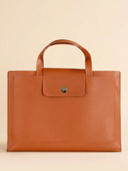 Sac Ordinateur Fin en Similicuir Camel